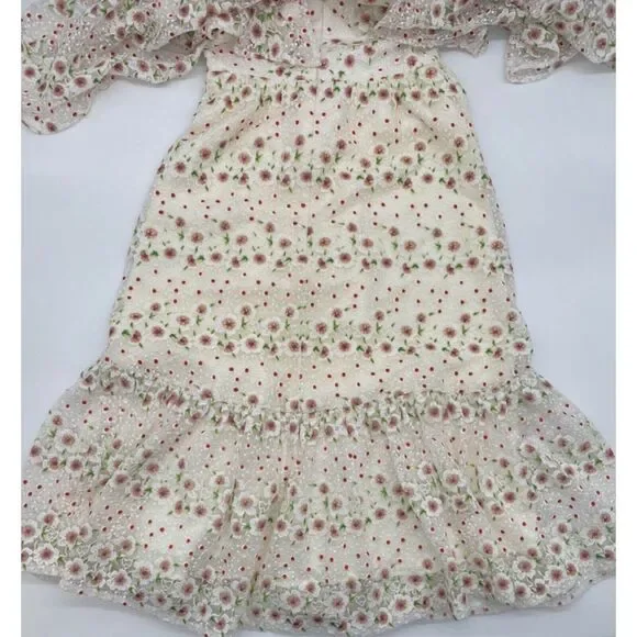 $298 DRESS THE POPULATION River Embroidered Floral Off Shoulder Dress~White~XS - Picture 9 of 10